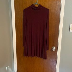 Long sleeve turtle neck maroon dress